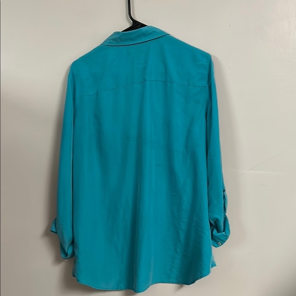 Teal Button-Up Women's Top - Picture 4 of 5
